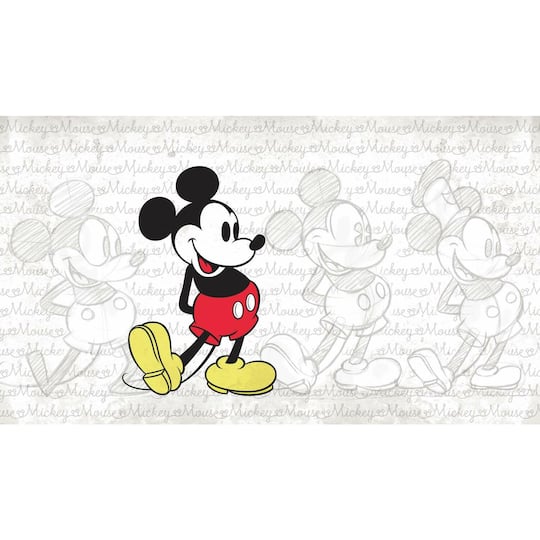 JL1404M Mickey Mouse Classic Mickey X - Large Chair Rail Prepasted Mural & Ultra Strippable- 6 x 10.5 ft.